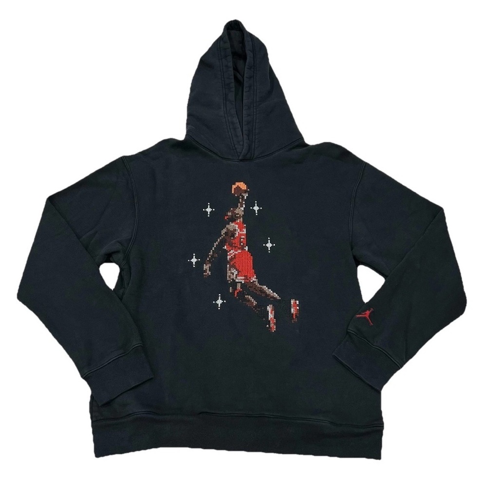 Nike Air Jordan Hoodie Mens Small Black Embroidered Fleece
